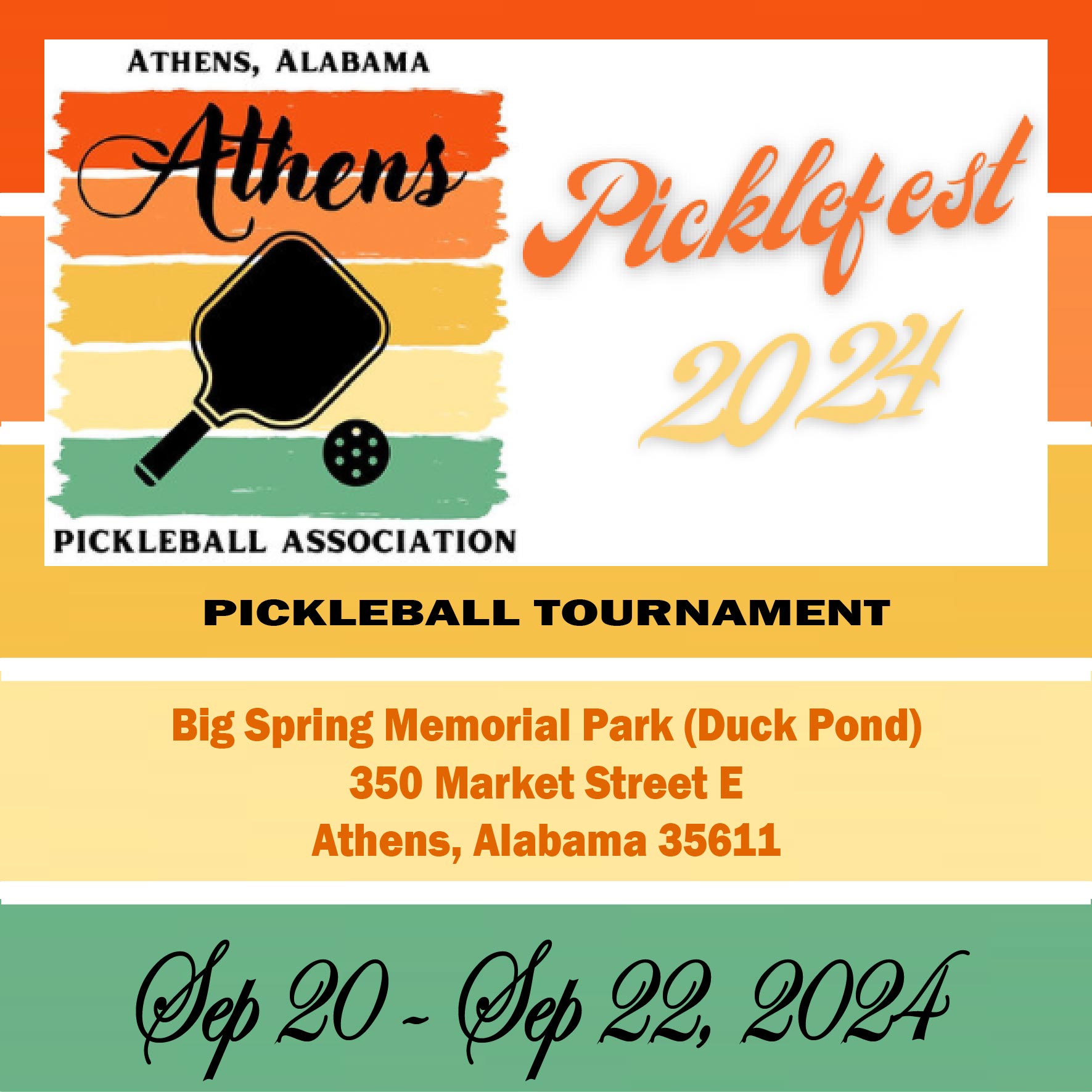 Events from July 27 October 20 Alabama Pickleball Tournaments